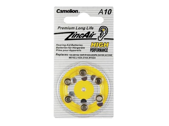 Батарейка Camelion Алкалайн ZincAir A10/6bl для слухового апарату (6) (60)