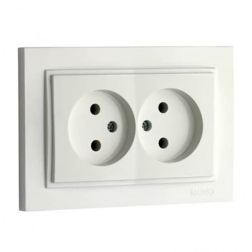 Розетка подвійна,без заземлення, Mono Electric,Despina (6) біла 102-190005-121  