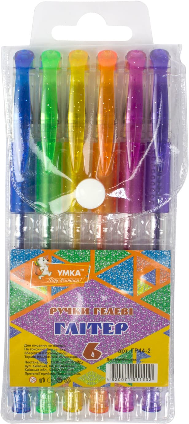 Набір ручок гелевих Умка 6 кольорів Glitter (12) (144) ГР44-2