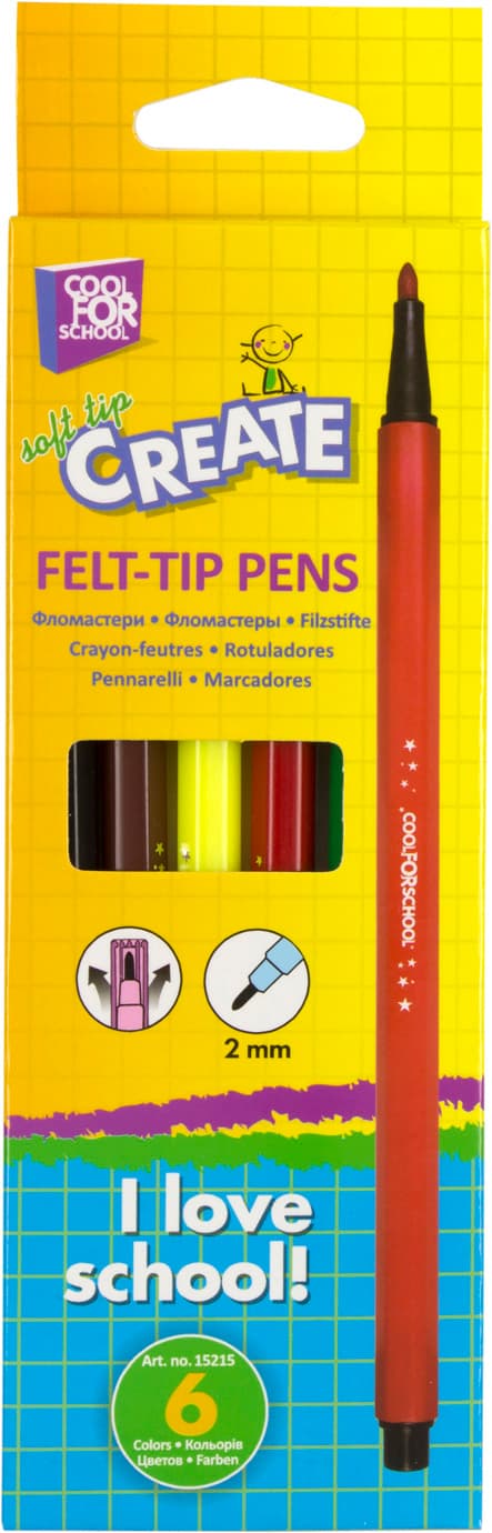 Фломастери CoolForSchool Create 6 кольорів в коробці (24) (384) CF15215
