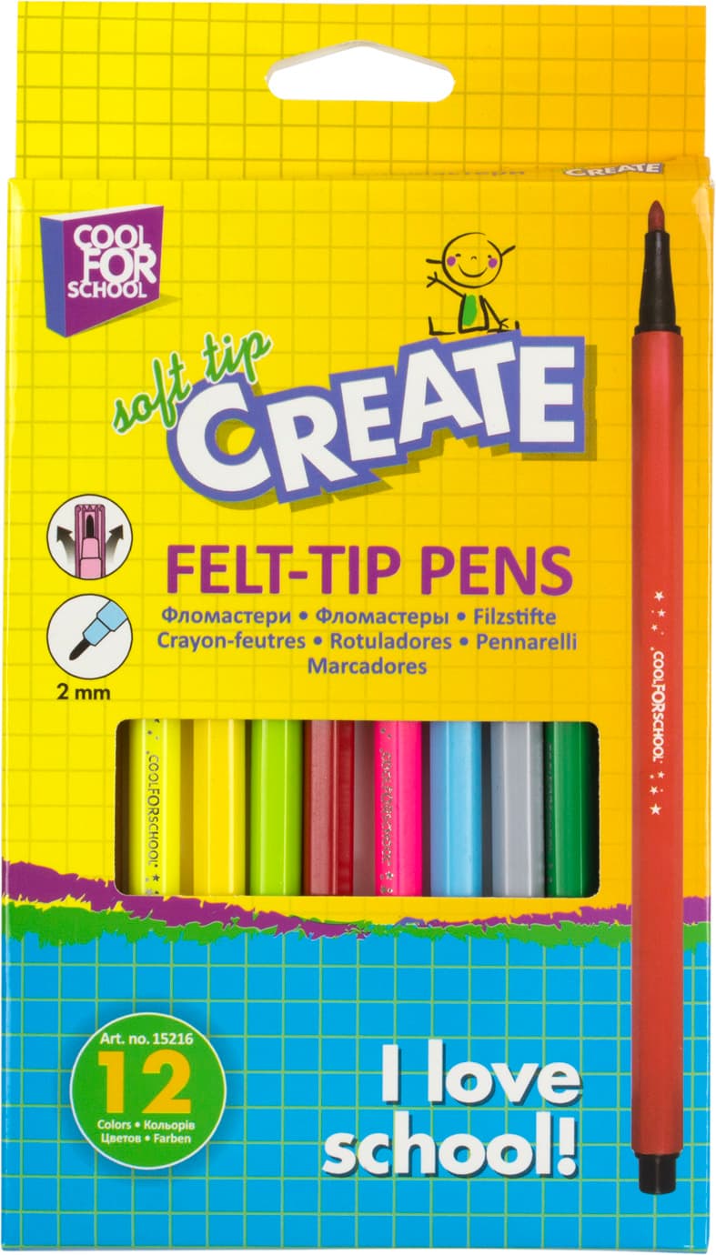 Фломастеры CoolForSchool CF15216 12 цветов в коробке