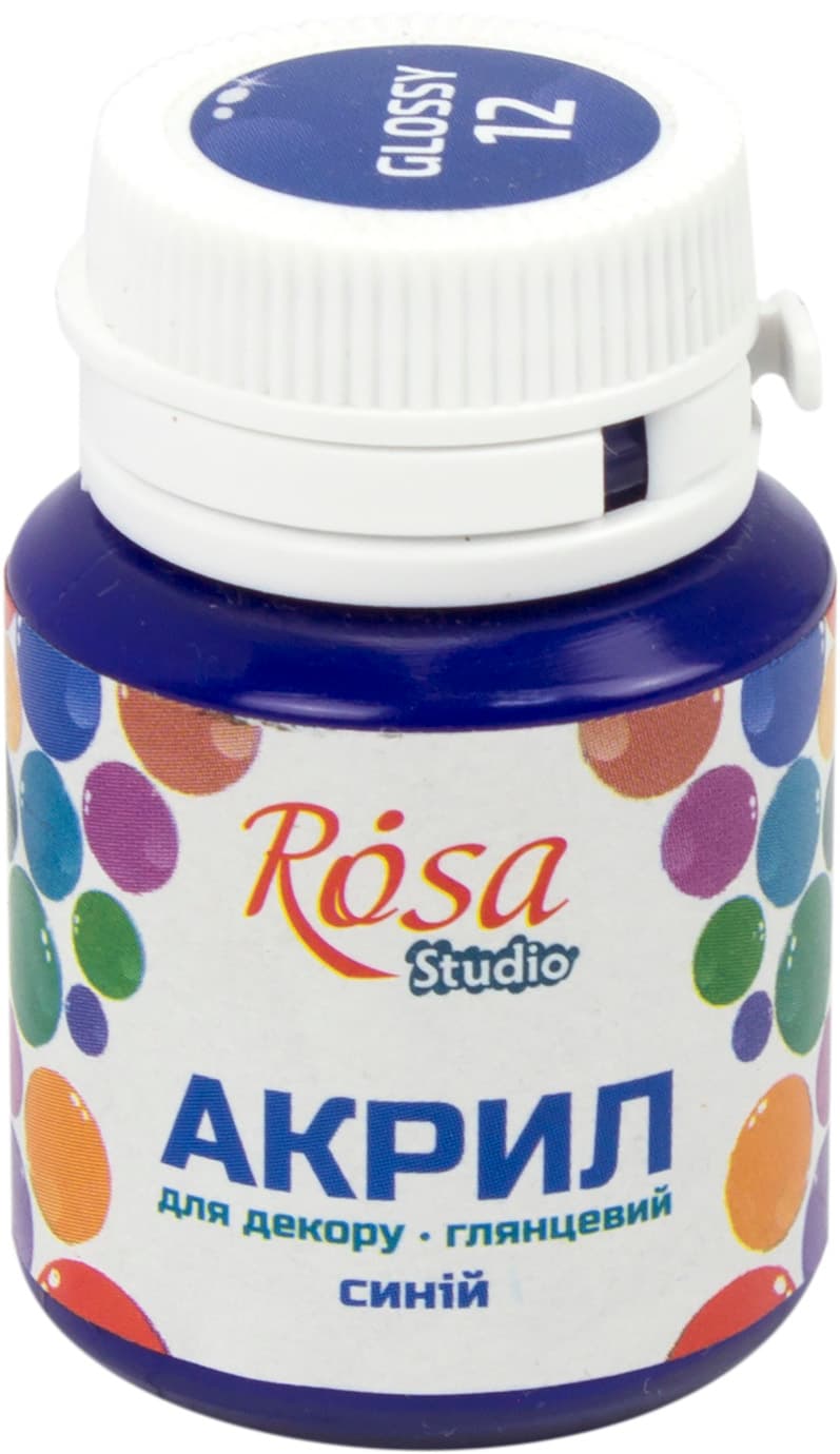 Акрил для декора Rosa Studio 20мл глянцевый синий 21012/2214