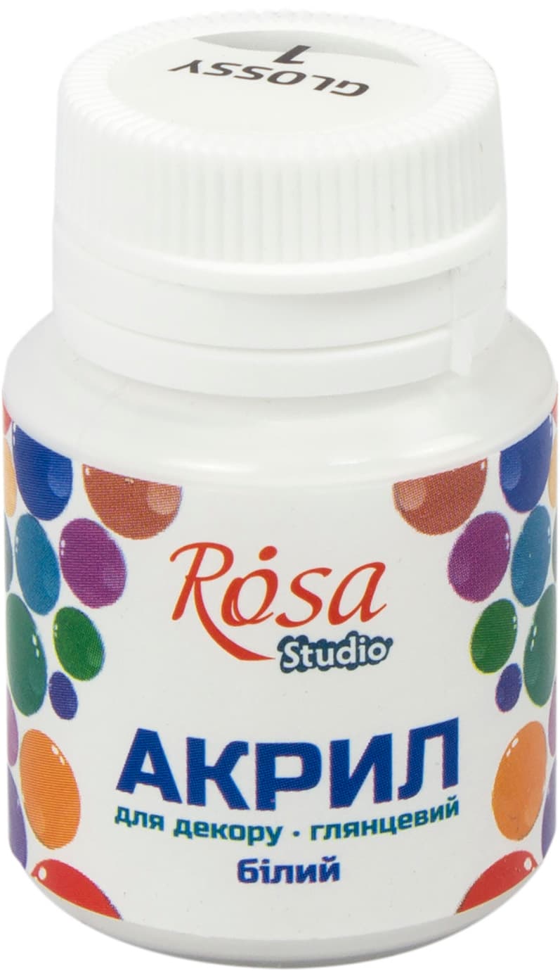Акрил для декора Rosa Studio 20мл глянцевый белый 21001/2530
