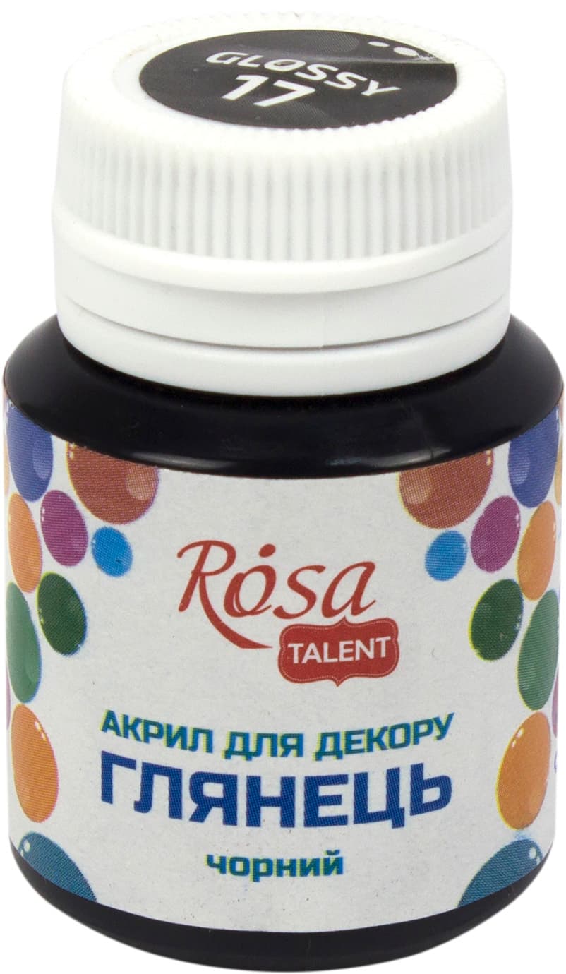 Акрил для декору Rosa Studio 20мл глянцевий чорний 21017/2769