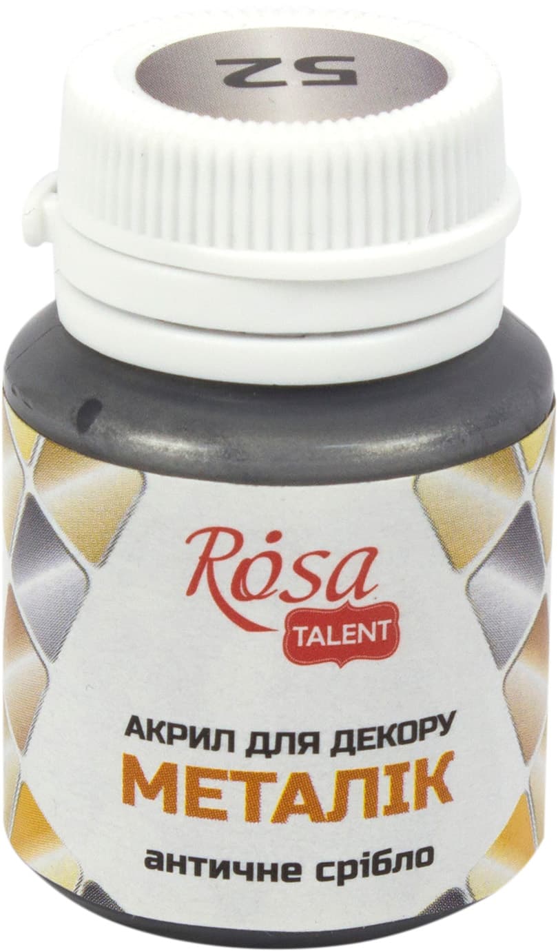 Акрил для декора RosaTalent 20мл металлик античное серебро 22002/3070