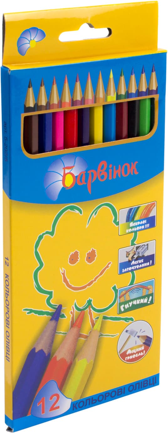 Олівці кольорові 12 кольорів Барвінок пластикові (12) (240) 5-202/5