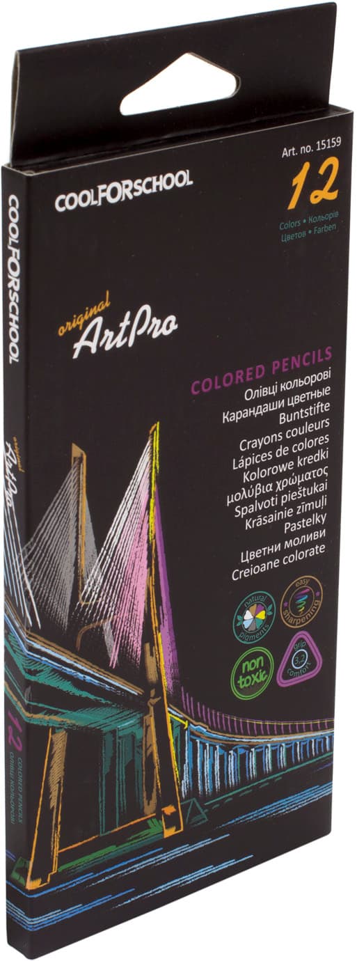 Карандаши цветные 12 цветов Cool For School ArtPro профессиональные треугольные  CF15159