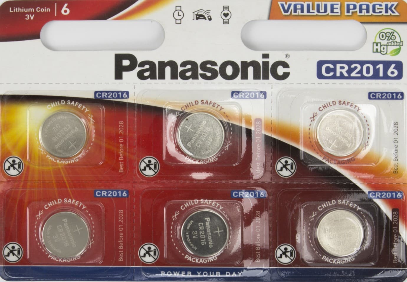 Батарейка Panasonic CR2016/6bl lithium (6) (60)