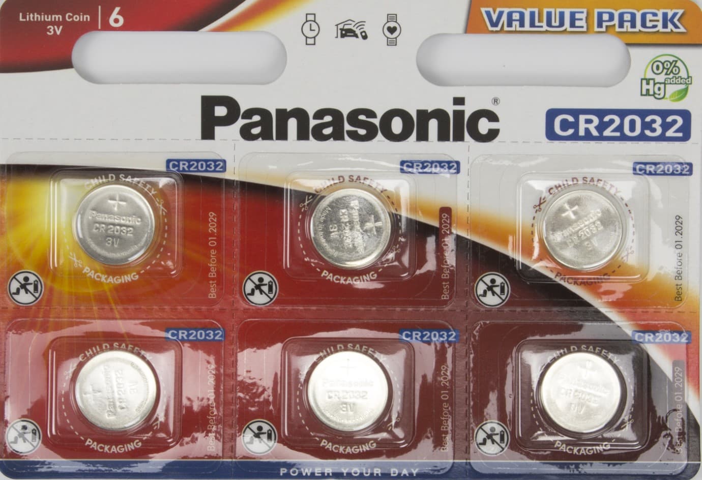 Батарейка Panasonic CR2032/6bl lithium (6) (60)