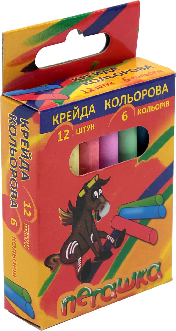 Крейда кольорова Пегашка 6кольорів 12шт кругла (20) (320) 006
