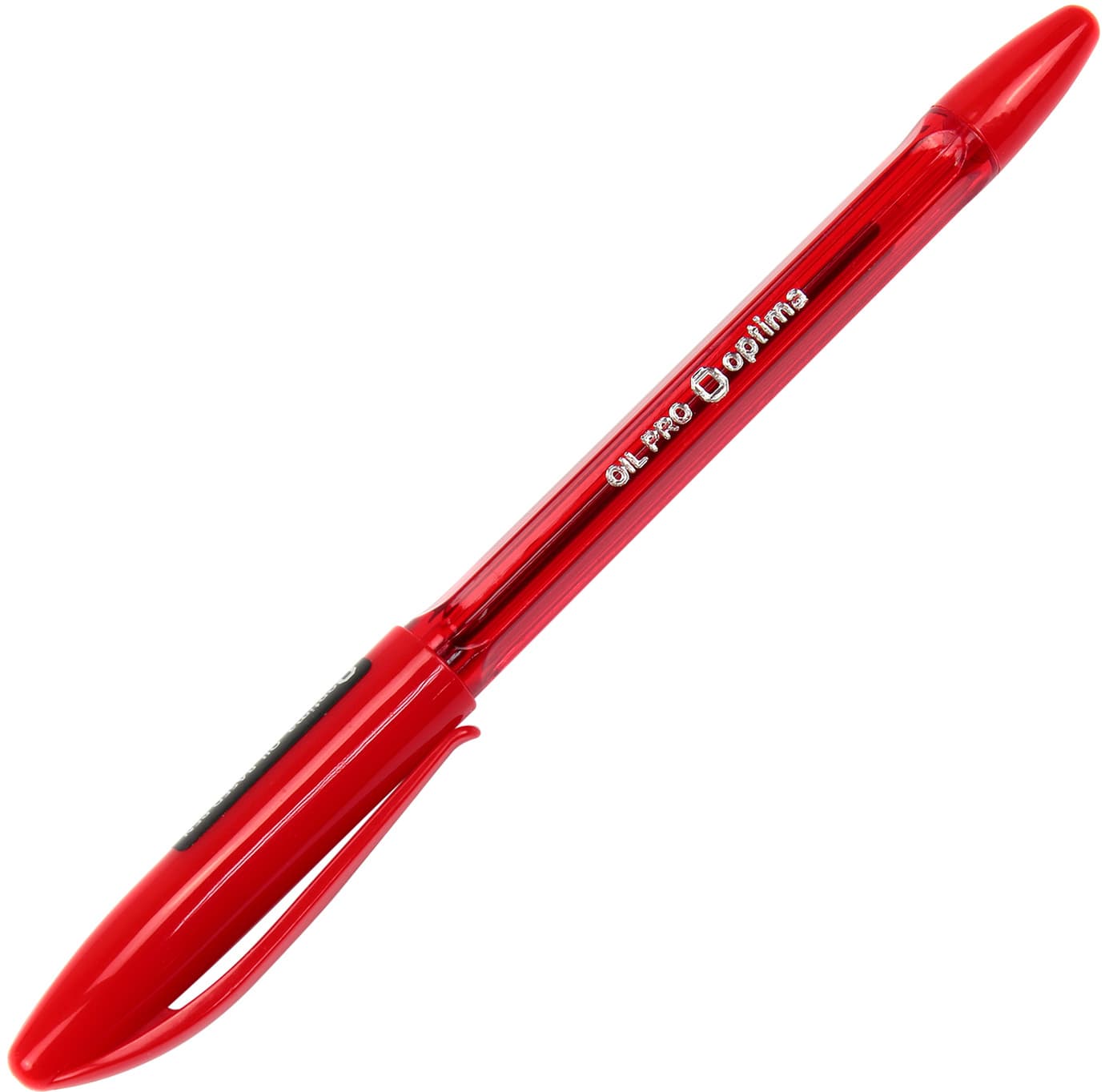 Ручка масляна кулькова Optima Oil Pro 0,5 мм червона (12) (144) O15616-03