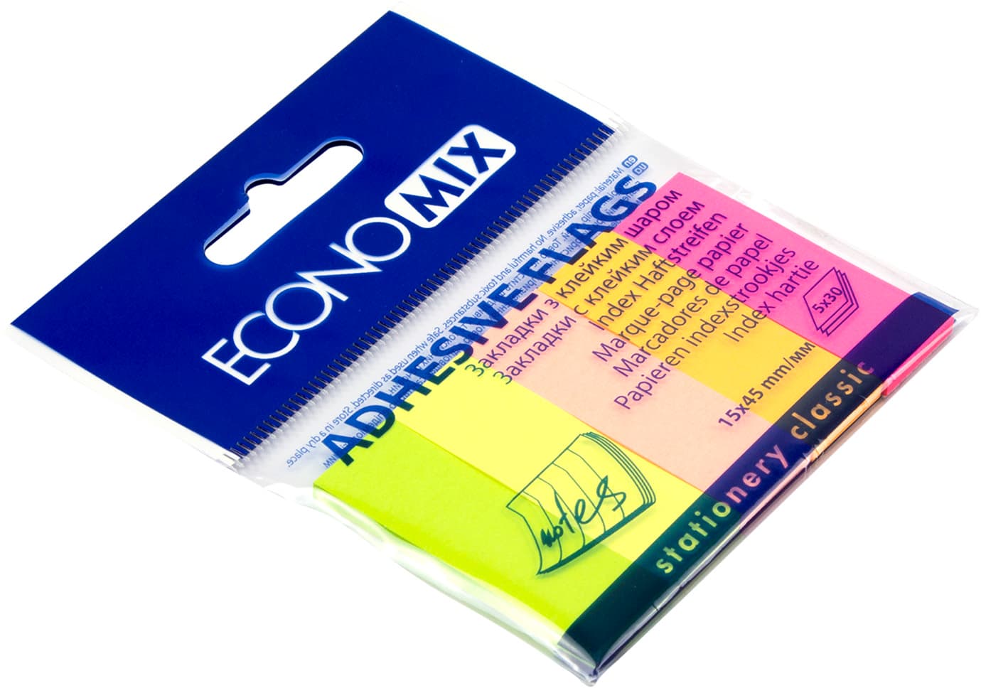 Стікери-закладки Economix 5 неонових кольорів 150 шт (20) Е20935