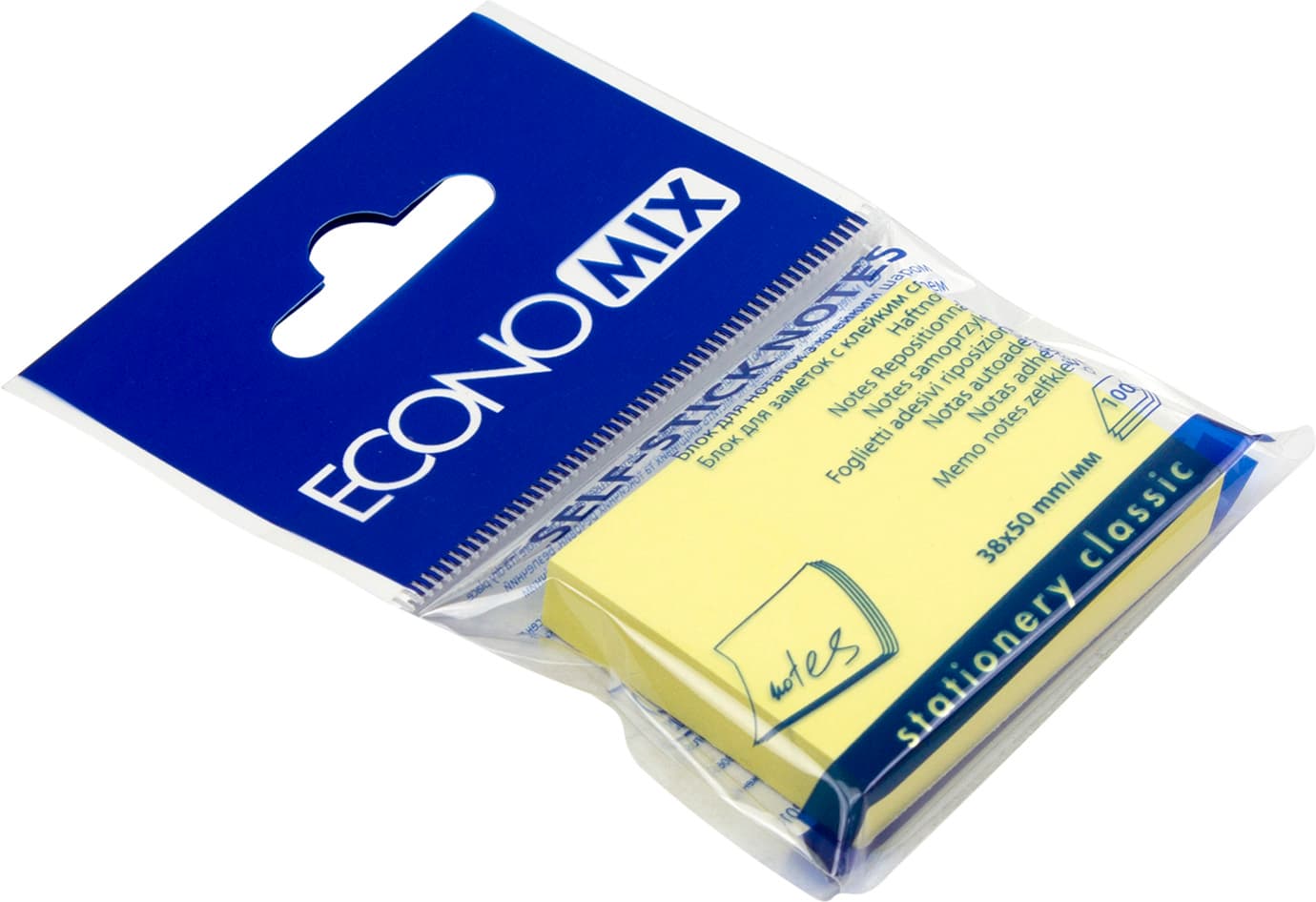 Блок для заміток з липким шаром 38х50 мм 100 аркушів жовтий Economix (12) E20930