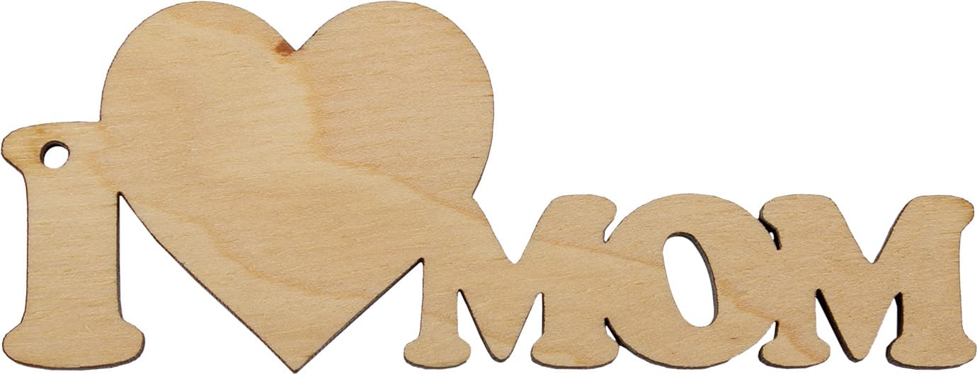 Заготовка фанера напис I love mom 4х10 см (5)