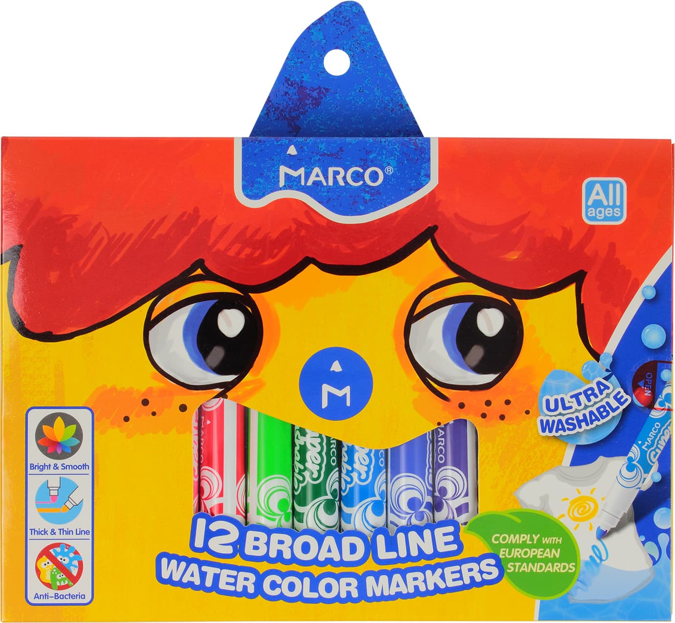 Фломастеры Marco 12 цветов 1,8 мм Jumbo (12) (48) 1632/12
