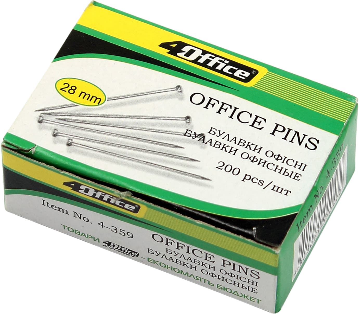 Шпильки офисные 28мм 4Office 200 шт (10) 4-359