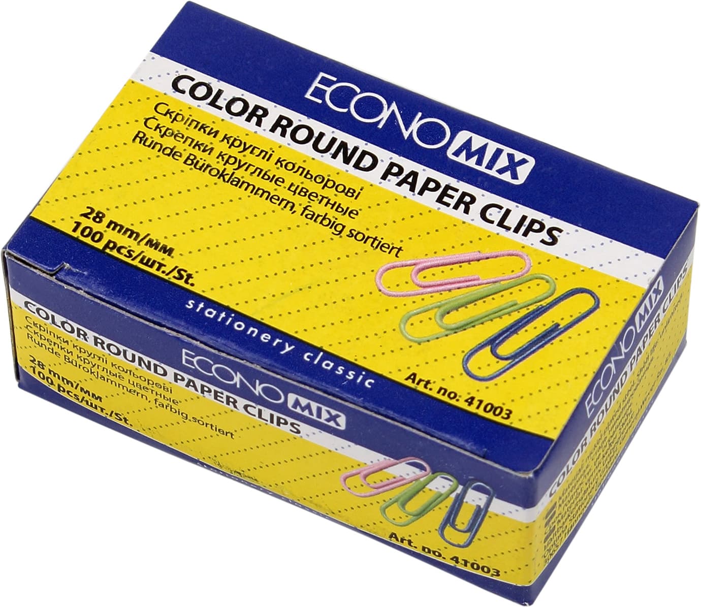 Скрепки Economix 28 мм 100 шт круглые цветные (10) Е41003