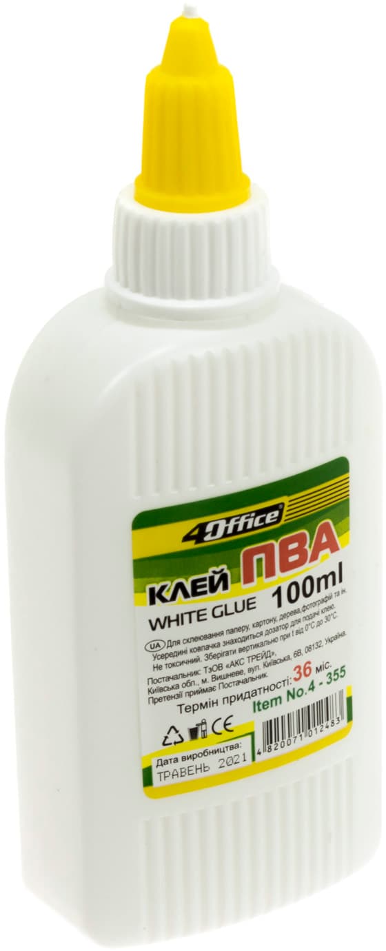 Клей ПВА 4 Office 100 мл ковпачок-дозатор (100) 4-355