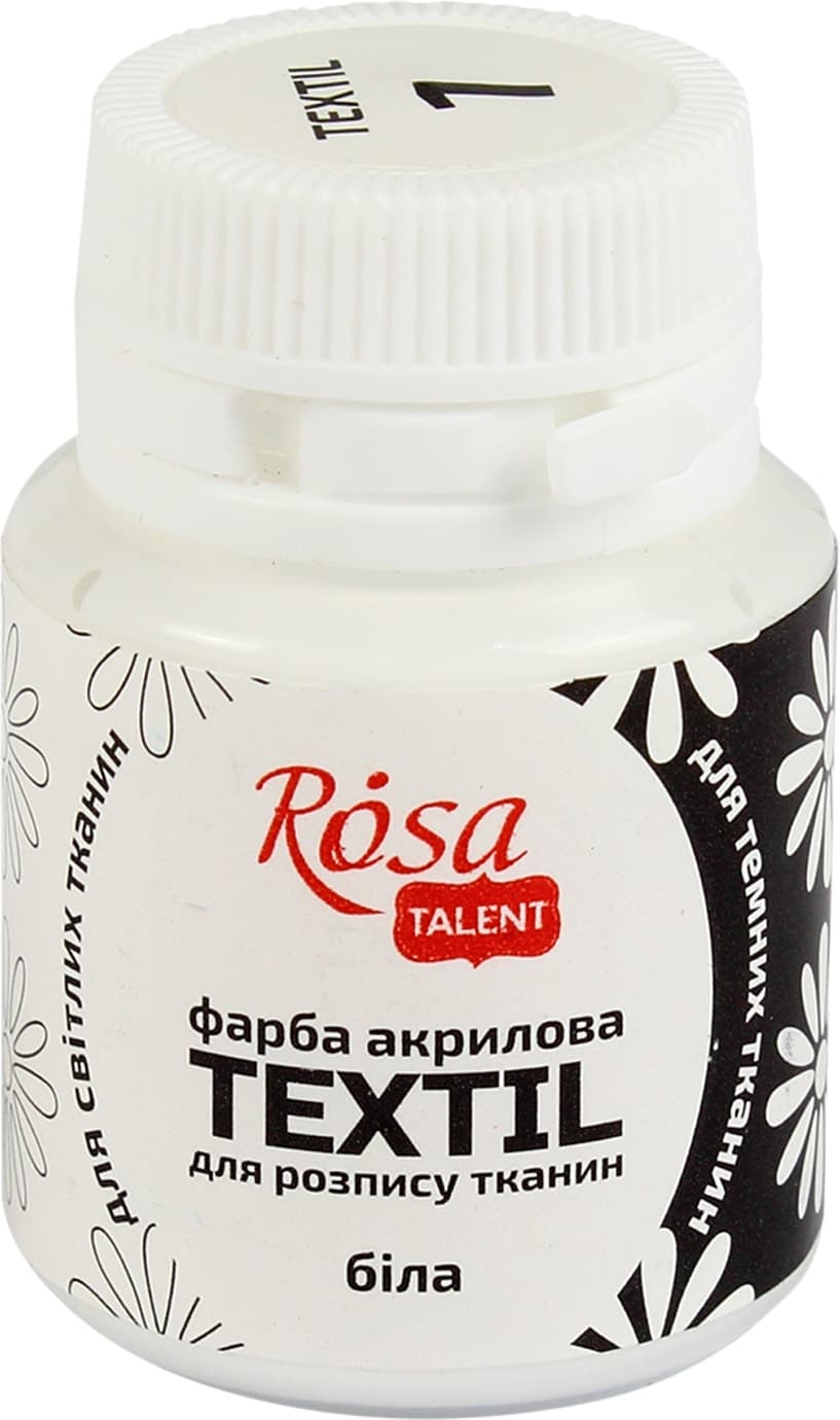 Фарба акрилова Rosa Talent 20 мл для тканини,біла 263401