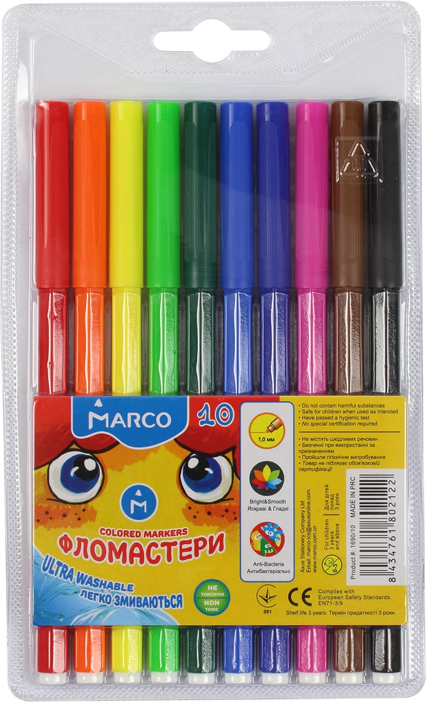 Фломастери Marco 10 кольорів (24) (240) 1690/10