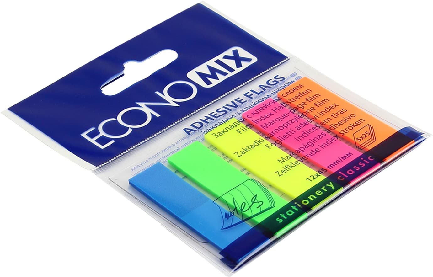 Стікери-закладки Economix 5 неонових кольорів 125 шт (20) (40) Е20945