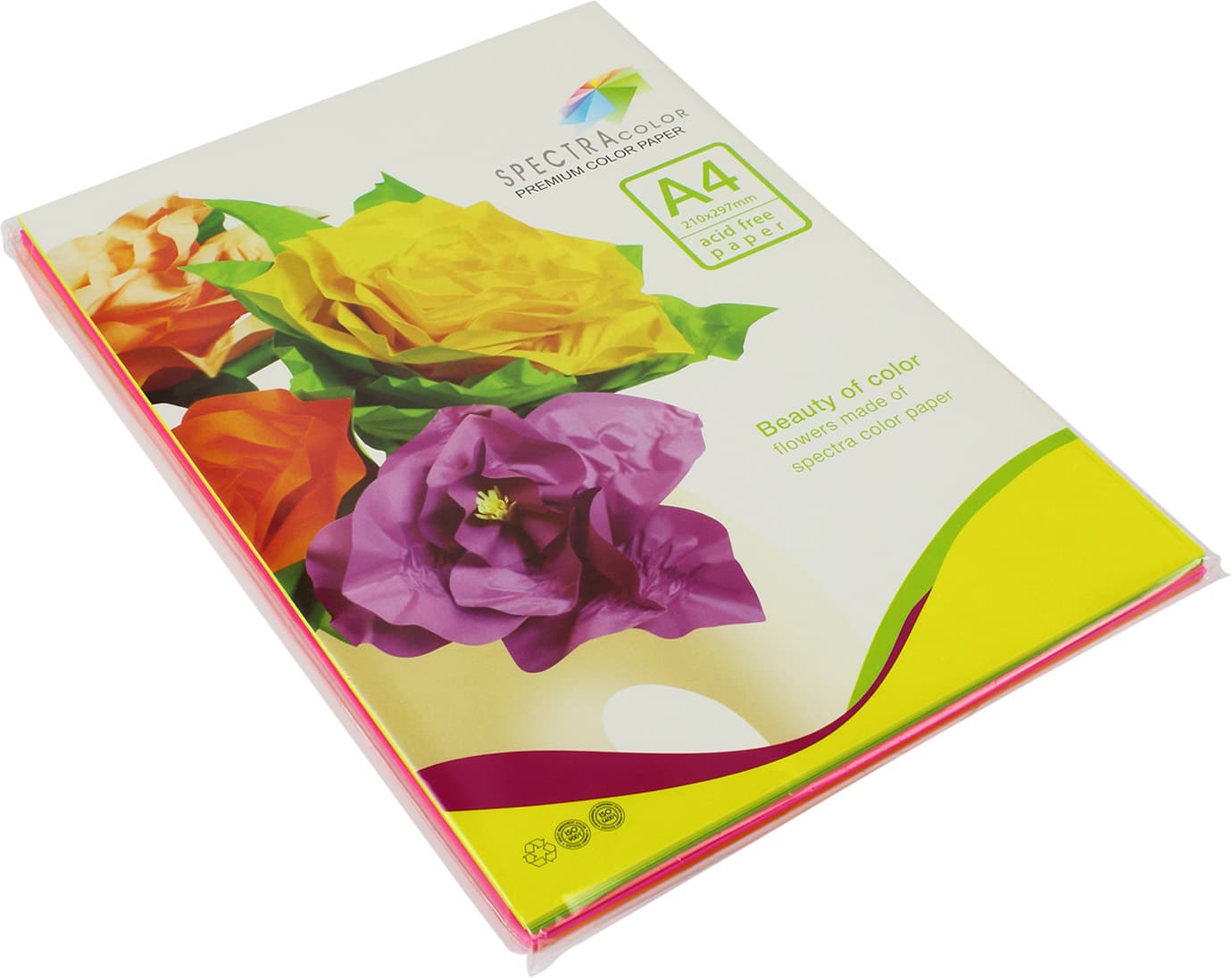 Бумага цветная А4 75г/м2 неон 5х20 Spectra Color-Rainbow Pack Cyber ​​IT 82 O 100 шт.