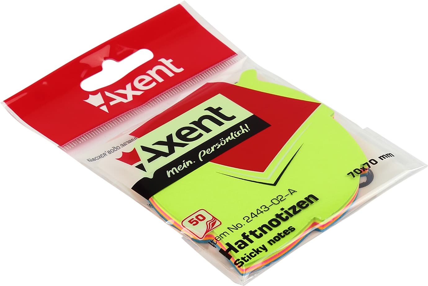 Блок для заміток з липким шаром 70х70 мм 50 аркушів листок Axent (1) (24) 2443-02