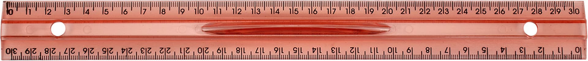 Линейка пластиковая прозрачная 30см с ручкой (1) (180)