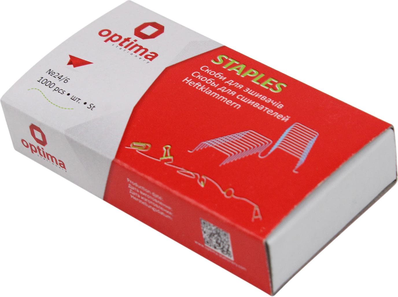 Скоби для степлера 24/6 Optima O40354 мідні 1000 шт.