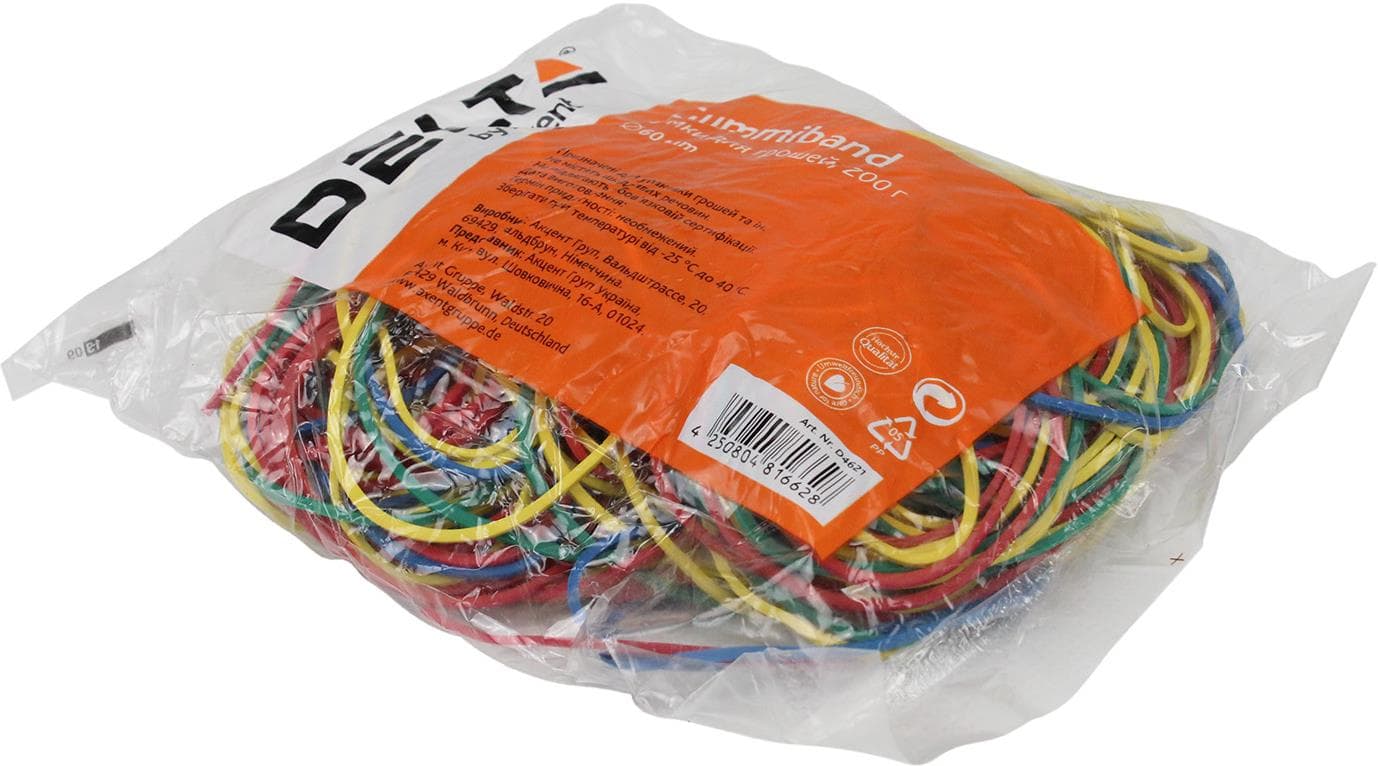 Резинка для грошей Delta by Axent d60мм 200г кольорова (50) (100) 4621