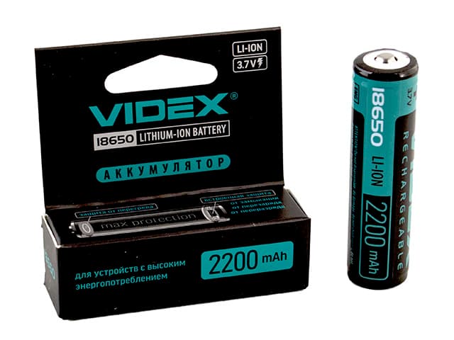 Аккумулятор Videx Li-ion 18650-R, 2200 mAh, защита/mbl/блистер 1 шт