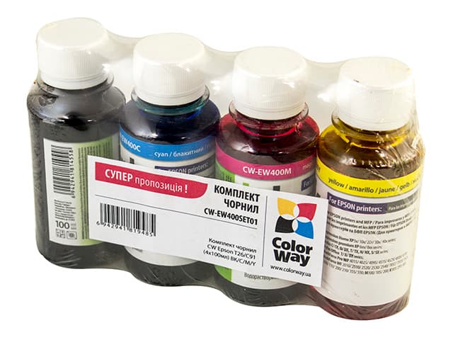 Чернила к-кт ColorWay Epson T26/C91 4х100мл black,cyan,magenta,yellow