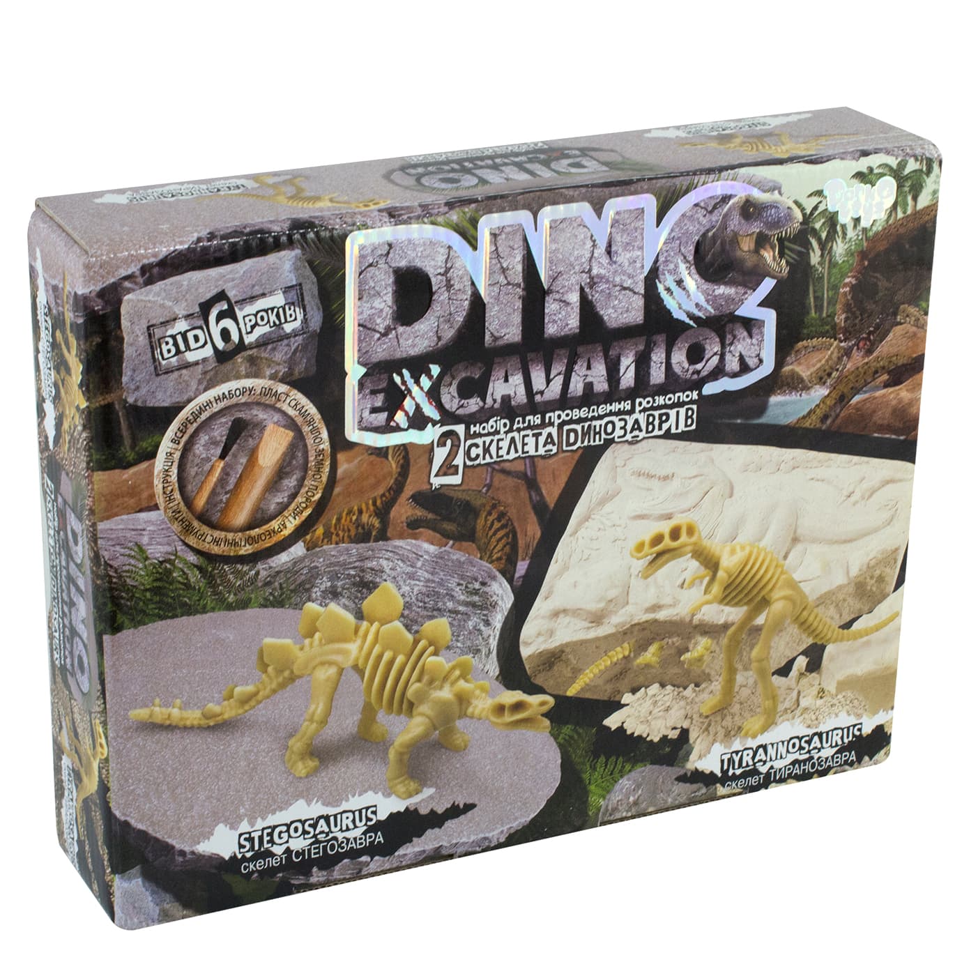 Набір для проведення розкопок Dino excavation динозаври українською DankoToys (6) DEX-01-04,05,06