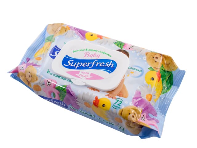 Серветки вологі дитячі Super Fresh 72 шт. з клапаном