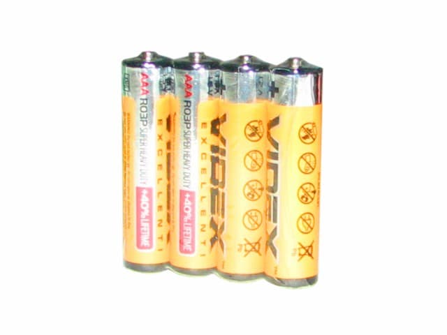 Батарейки Videx R-03 пленка 4 шт (15) (360)