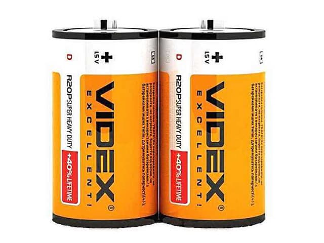 Батарейки Videx R-20 пленка 2 шт (12) (144)