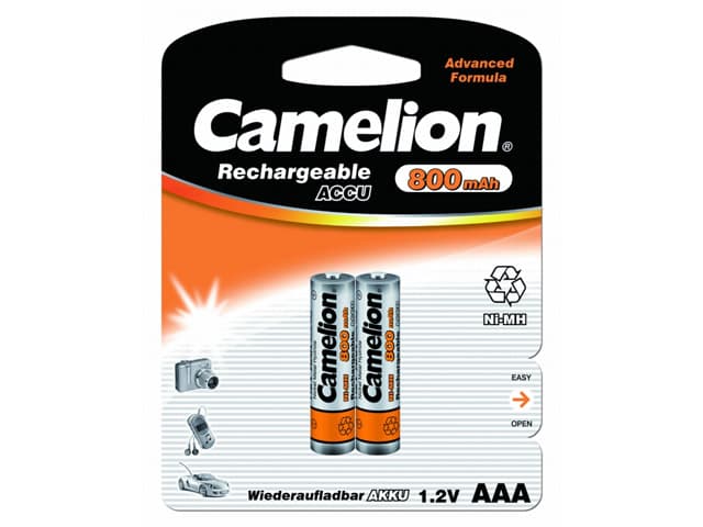 Аккумуляторы Camelion Ni-Mh (R-03, 800 mAh) блистер 2 шт (12)