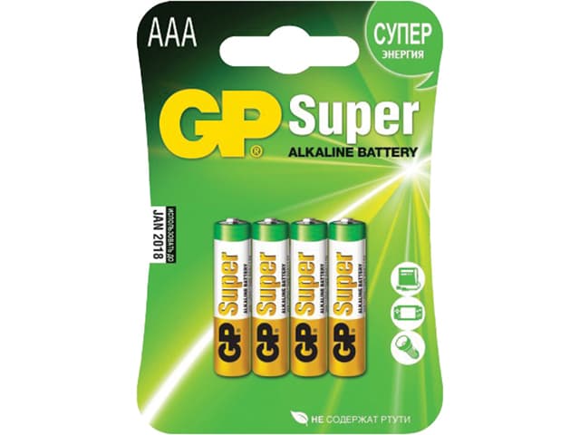 Батарейки GP Super 15A-2UE4 LR-06 блистер 4 шт (10) (80)