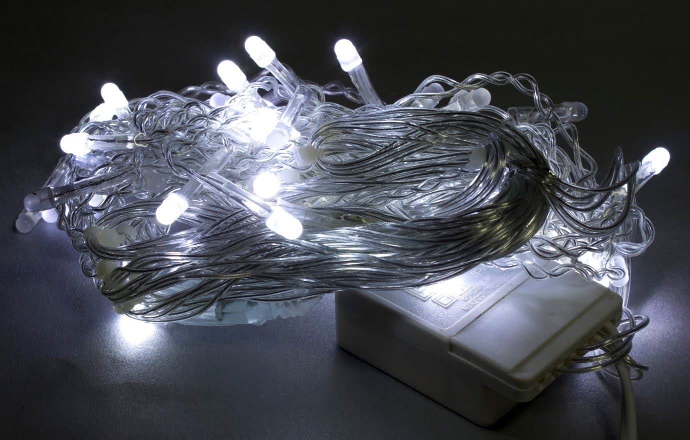 Гирлянда-бахрома электрическая 100 LED белый, прозрачный провод L-2 м H-0,5 м (60) 1502-03