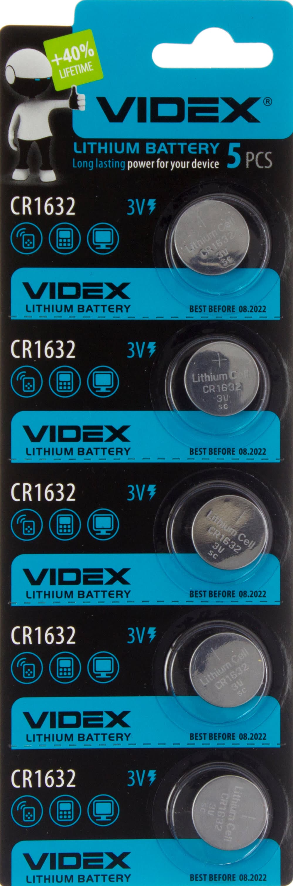 Батарейка Videx CR1632/5bl (5) (100)