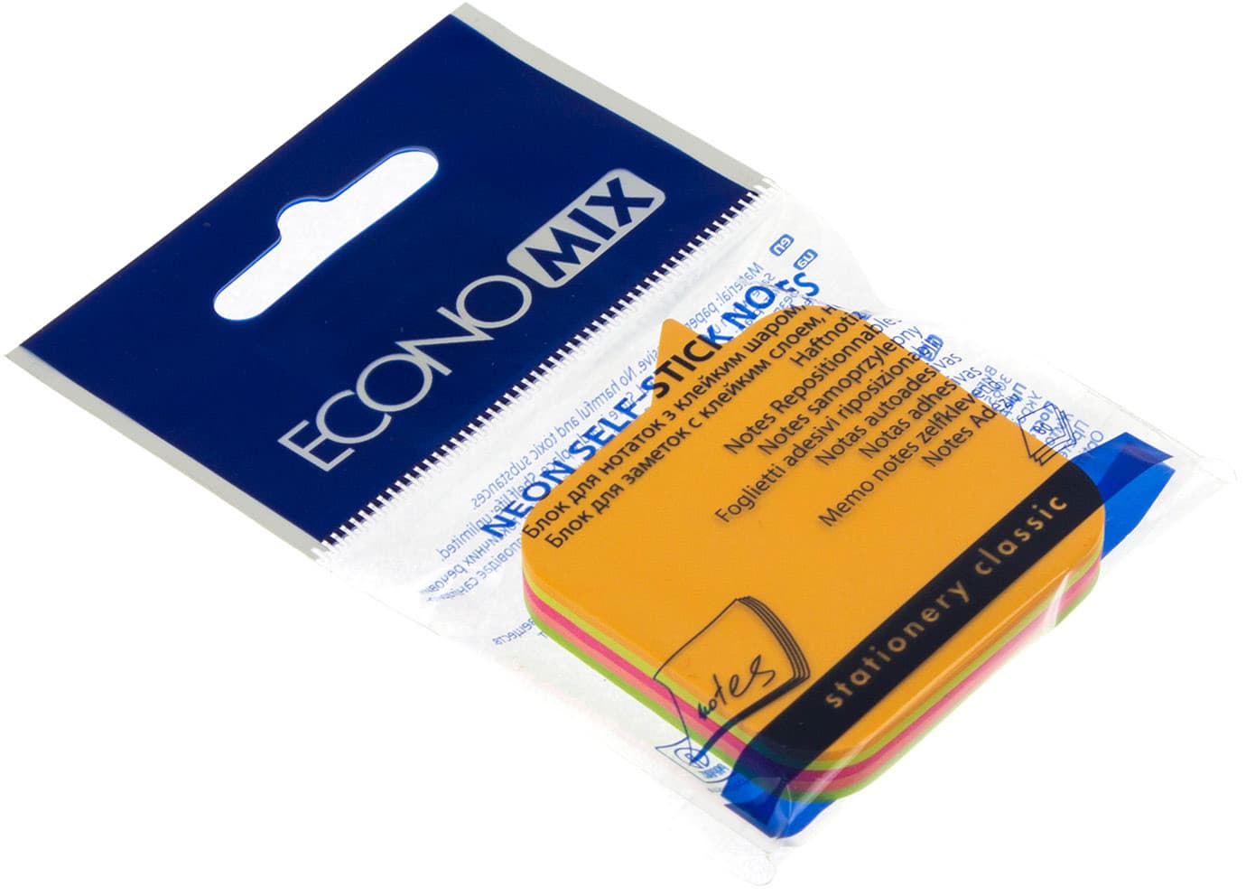 Блок для нотаток з липким шаром 45х50мм Economix Діалог неоновий асорті 80 аркушів (12) Е20952