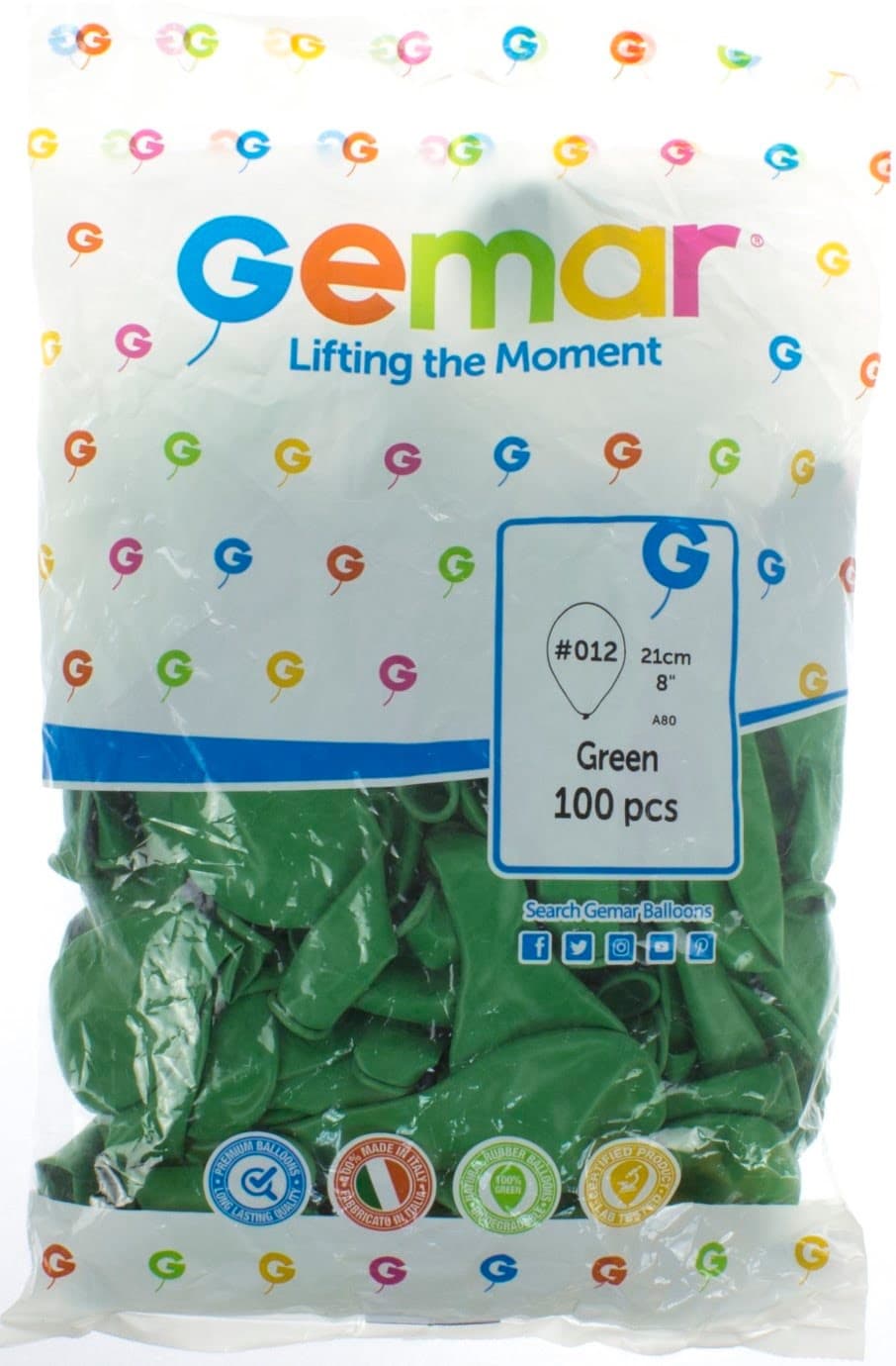 Кулька повітряна Gemar 21 см/8 зелена (100) A80/80121