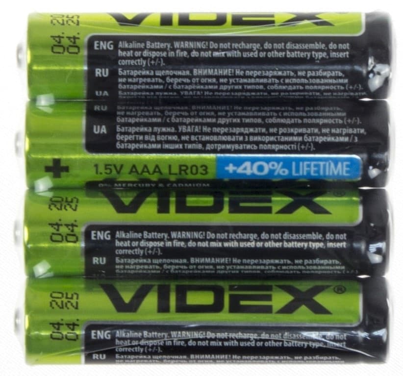 Батарейки Videx LR-03 пленка 4 шт (15) (180)