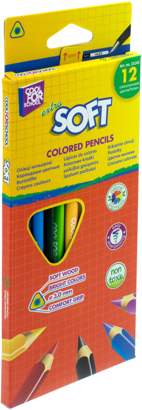Олівці кольорові 12 кольорів Cool For School Extra soft трикутні (12) CF15143