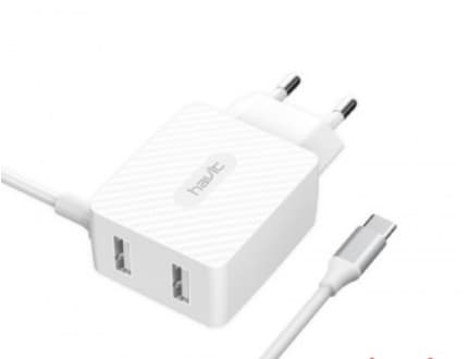 Зарядний пристрій Havit 2 USB Lighting white HV-H143