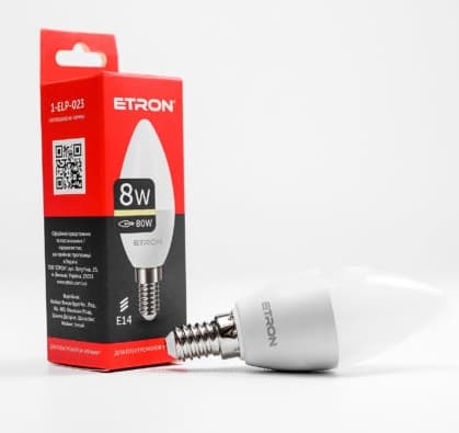 Лампа Etron Light Power LED 1-ELP-023 C37 8Вт 3000K E14 (10)