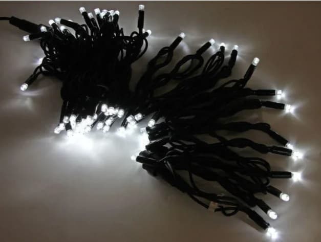 Гирлянда электрическая уличная прямая 100 LED white черный провод 10 м 6515