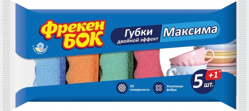 Губка кухонная Фрекен Бок Максима 5 шт волнистая поверхность 5+1 (68) 0185