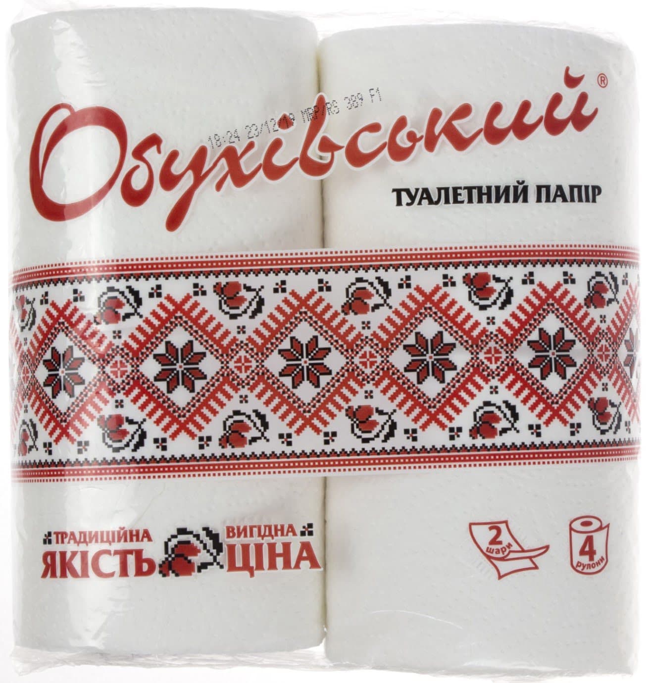 Туалетний папір Обухівський 2-х шаровий 4 шт (24) 3827