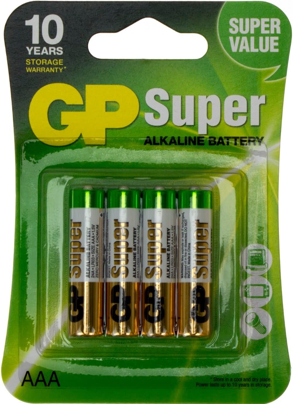 Батарейки GP Super 24A-U4 LR-03 блистер 4 шт (10) (80)